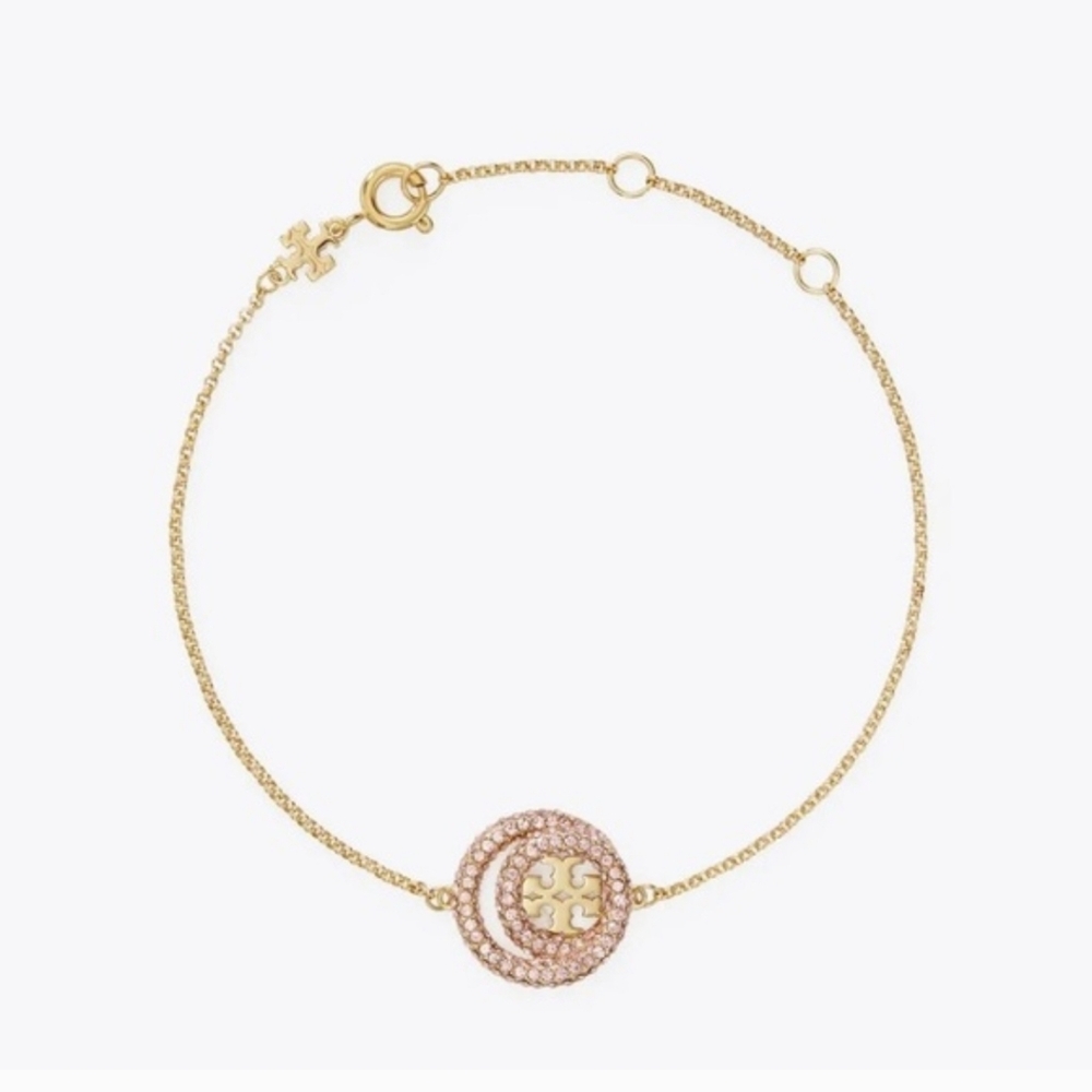 Tory Burch Miller Double RingBracelet in Pink Crystals